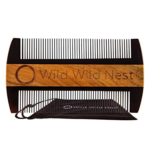 Beard Comb Pocket-size - Buffalo Horn and Sandalwood - No Static or Snagging - Handmade for Beard and Mustache, 100% Natural, for Long and Short Hair - Premium Quality