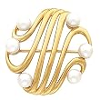 14K Yellow Gold White Akoya Pearl Brooch