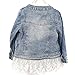 Urparcel Girls Jacket Denim Jean Lace Outerwear Overcoat Cowboy Coat Collarless