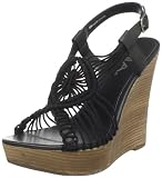 MIA Women’s Macrame Wedge Sandal,Black,6.5 M US