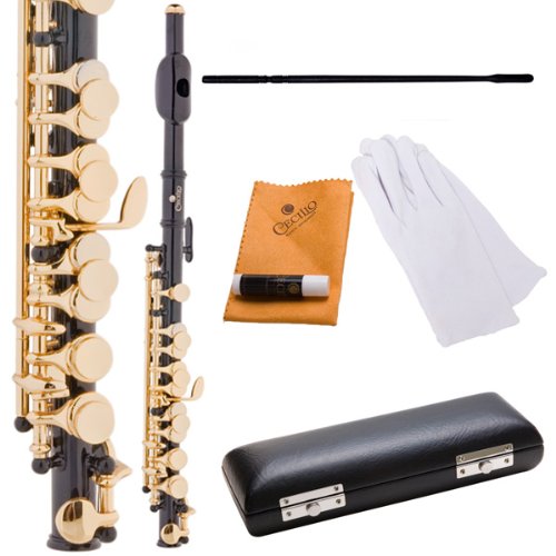 Cecilio PO-200BK 2Series Key of C Black Lacquered Piccolo with Hard Shell Case & Accessories