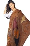 Antique Handcrafted Lovely Jamavar Shawl Stole Wrap - Paisley Sequins & Beads Design #5950