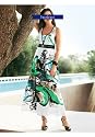 Maxi - Druckkleid mit Schmucksteinen