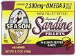 Season Sardine Fillets in Lemon Pepper Sauce, 3.75-Ounce Tins (Pack of 6)