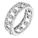 Tiffany style CZ Diamond Silver Eternity Band