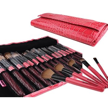 Set A Shopping Price Drop Alert For Bundle Monster 15pc Studio Pro Makeup Make Up Cosmetic Brush Set Kit w/ Pink Faux Crocodile Case - For Eye Shadow, Blush, Eyeliner, Etc.