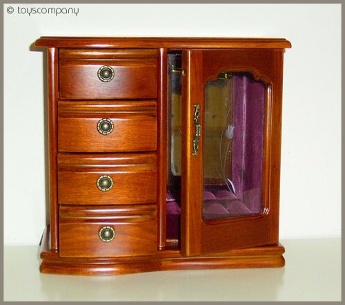 Juwelenschatulle Schmuckkästchen Schmuckkoffer - Holz + Glas