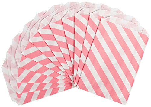 12 Count Paper Favor Bags, Pink Stripe