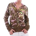 Ed Hardy Hoodie Women - King Skull - Olive