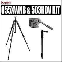 Bogen Manfrotto 055XWNB Wilderness Tripod Legs & Leg Protectors and Rubber/spike feet and Bogen Manfrotto 503HDV Professional Video Fluid Head and BONUS MACCABEE Monopod