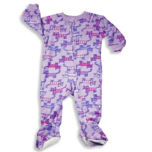 Wonder Kids - Infant and Toddler Girls Heavy Weight Cat Blanket Sleeper With Feet, Purple, Pink