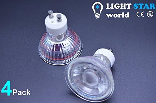 4 Pack GLASS body Light STAR world 5w GU10 Led Bulb daylight white 6500k, Dimmable, 50w Equivalent,DIMMABLE, with high efficency body, GU10 LED, LED spotlight, 450lm, 60° beam angle