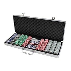 CQ Poker 500 HIGH ROLLER Numbered Poker Chips + Case, Cards, Dice, Dealer Button