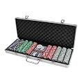 CQ Poker 500 HIGH ROLLER Numbered Poker Chips + Case, Cards, Dice, Dealer Button