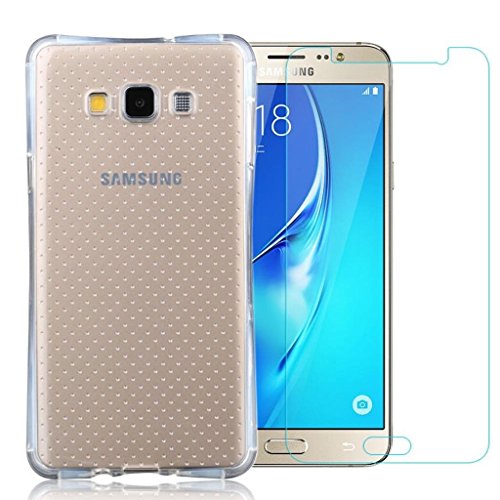 Galaxy J7 2016 Case, ATLY(TM) [Drop Protection] [Slim Fit] [Airbag] TPU Cover With Tempered Glass Screen Protector From Samsung Galaxy J7 2016 - Clear