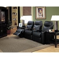 Showtime Collection Black Leather Motion Home Theater Sofa Couch Chair
