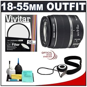 Canon EF-S 18-55mm f/3.5-5.6 IS Zoom Lens + Accessory Kit for Canon EOS 50D, 40D, 30D, 20D, and Digital Rebel XT, XTi, XS, XSi & T1i SLR Cameras