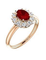 10K Rose Gold 7.00x5.00mm Oval Cut Ruby and Diamond Ring -- LIFETIME WARRANTY