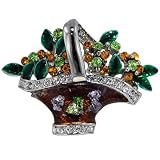 Vintage Silver Tone Basket Flower Brooch Gifts
