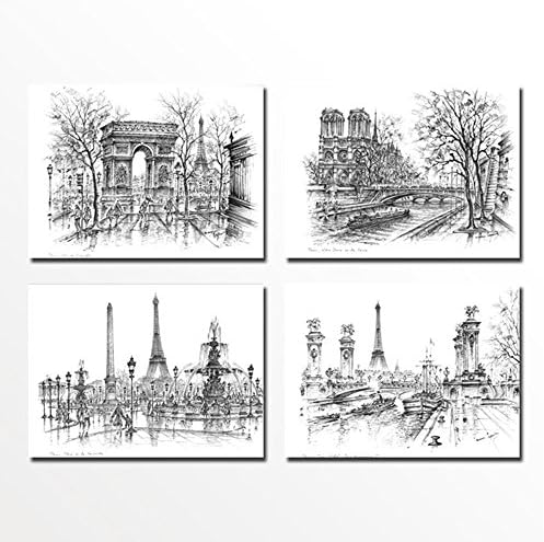 The Old Buliding Of Retro Style. 12 x 12 inches each one. Ready to Hang. Contemporary Art, Modern Wall Decor, 4 Panel Wood Framed Giclee Canvas Print.SQSM001