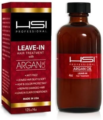 HSI PROFESSIONAL RATED #1 ARGAN OIL ANTI FRIZZ, ELIXIR, LEAVE-IN CONDITIONER. INSTANTLY LEAVES HAIR SILKY AND SOFT, HEAT & COLOR PROTECTANT,