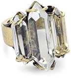 Low Luv by Erin Wasson Wide 14k Plated Triple Crystal Cocktail Ring, Size 6