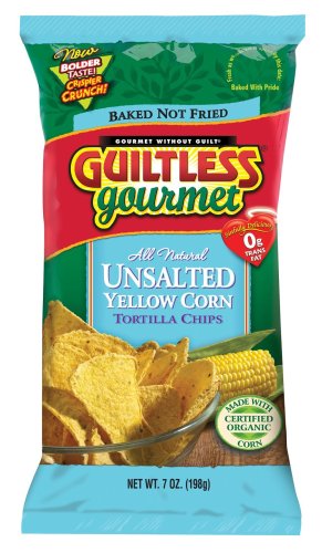 Guiltless Gourmet Tortilla Chips, Unsalted Yellow Corn, 7 Ounce (Pack of 12)