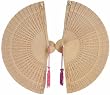 Bamboo Carved Wood Fan with Tassel, Asst. Colors