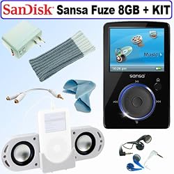 SanDisk Sansa Fuze 8 GB MP3 Player (Black) + Accessory Kit
