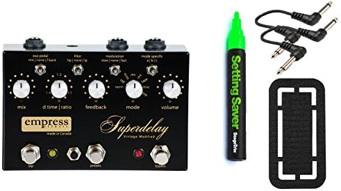 Empress Effects Superdelay Vintage Modified Pedal Bundle w/ 4 free Items: StageTrix Setting Saver Pen, StageTrix Pedal Fastener, 2x Hosa Patch Cables