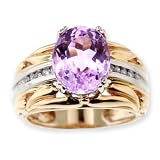 Gold-Exotic: 14K Kunzite and Diamond Ring