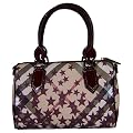 Burberry Chester Star Noval Check Print Satchel Bag Purse Tote Berry Red