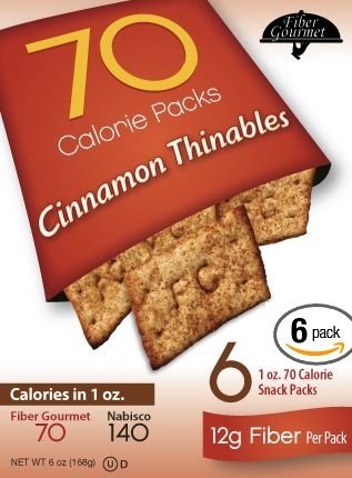 FiberGourmet Cinnamon Thinables 6 Snack 1oz Bags (6-Pack) = 36 Total
