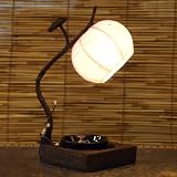 Mulberry Rice Paper Ball Handmade Flower Bud Design Art Shade Pink Round Globe Lantern Brown Asian Oriental Decorative Bedside Accent Home Decor Bedroom Mini Table Desk Lamp