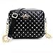 Women Messenger Bags Rivet Chain Shoulder Bag Leather Crossbody (Black )