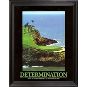 DETERMINATION Motivational Ocean Golf Picture Black Framed Art Print
