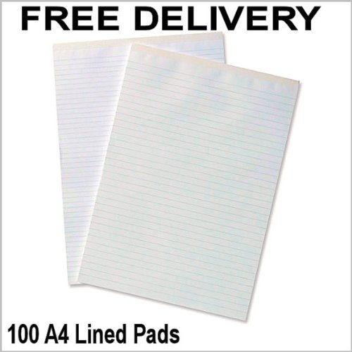 100 A4 Ruled Office Memo Lined Pads (unpunched) 