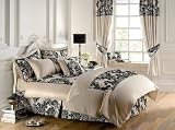 Royal Damask Duvet Cover Set Double Size Bedding Cream Black