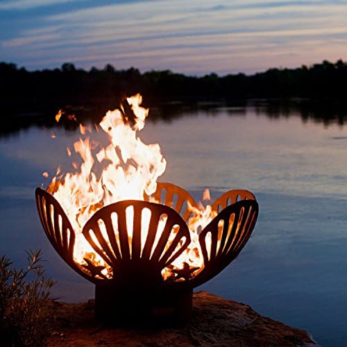 Fire Pit Art - Barefoot Beach Artistic Style Fire Pit With Amish Fire Pit Tools &amp; Chanasya Polish Cloth Bundle
