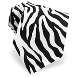 IMAGE OF Men's Zebra Print Extra Long Silk Tie by Wild Ties in Black