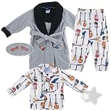 Gray Rock Star Pajama and Bath Robe Set for Toddlers and Boys