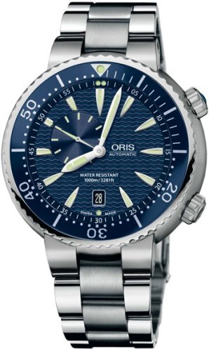 Oris Mens 8555MB Diver Blue Dial Stainless Steel Bracelet Watch