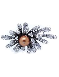 Digabi Womens Jewelry Alloy and High-quality Flower Brooch Womens Black Color