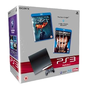 Sony PlayStation 3 Slim Console (250GB Model) with Blu-ray Movie Bundle