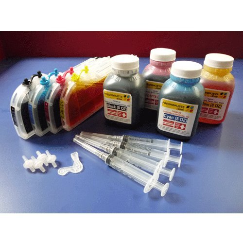 Compatible Brother LC-61 LC61 LC-65 LC65 Ink Cartridges with 8oz Ink Refill kit Combo for MFC-250C MFC-255CW MFC-290C MFC-295CN MFC-490CW MFC-495CW