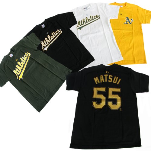 アスレチックスプリント　ATHLETICS 背番号５５番　松井秀喜Ｔシャツ　ユニフォームTシャツ　ＭＬＢ球団ロゴＴシャツ　大人から子供まで　キッズ　半袖　Tシャツ　スポーツ　アウトドア　運動　部屋着