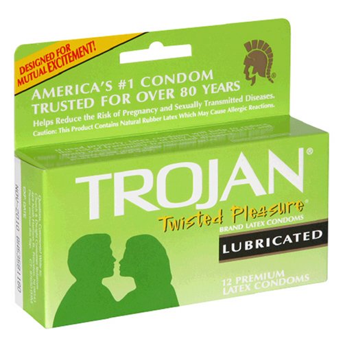 Trojan Twisted Pleasure Latex Condoms - Lubricated - 12-Count Boxes (Pack of 3)