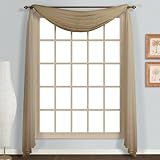 Empire Home Solid Taupe Sheer Voile Scarf Valance 216" Long Scarves