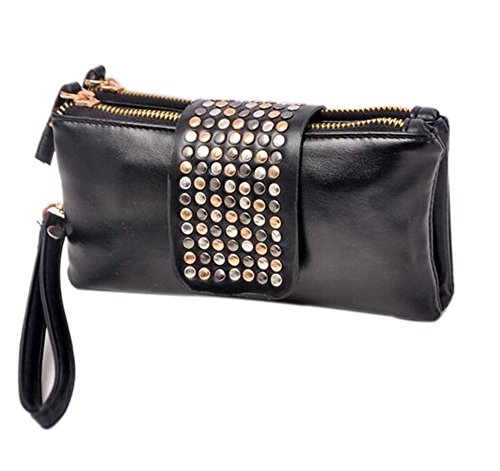 Leegoal(TM) Women Punk PU Leather Bling Rivet Evening Party Fashion Clutch Bags Purse Wallet Handbag