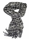 Apparel : Black and silver houndstooth metallic Wrap Scarf